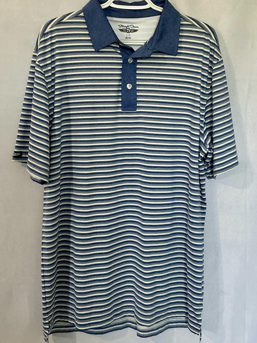 Straight Down Hillwood Country Club  (Nashville) Striped Golf Polo Men’s L